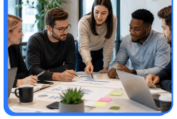 Team collaborating around a table